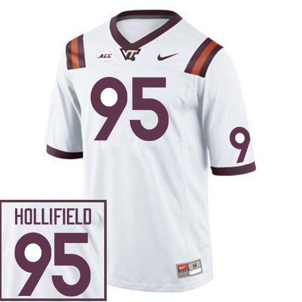 Men #95 Jack Hollifield Virginia Tech Hokies College Football Jerseys Sale-White